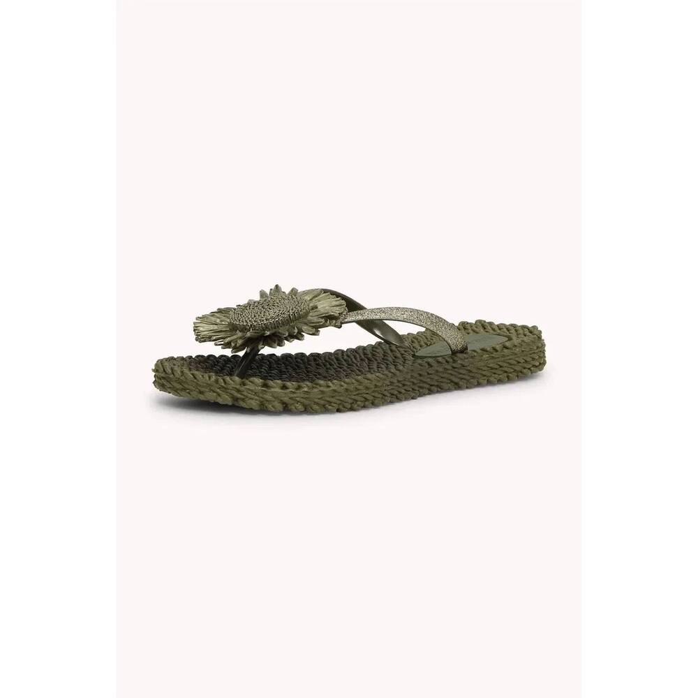 NEW ILSE JACOBSEN women's cheerful flower flip flops in army